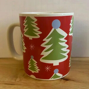 Caribou Coffee Christmas‎ Winter Holiday Mug Cup Green Trees Relax